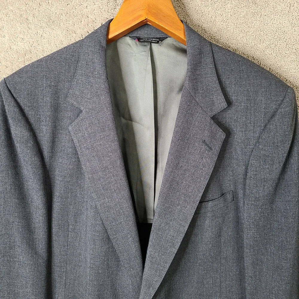 Vintage Brookford Jacket Mens 43R Gray Blazer Two Button‎ Suit Coat Formal Wear